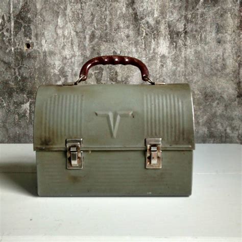 vintage green metal green industrial worker lunch box|vintage workers lunch box for sale .